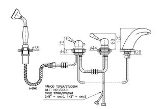 Смеситель на борт ванны Rav Slezak Labe L571.5PSM бронза